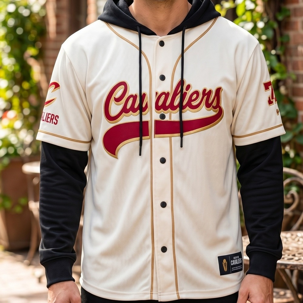 NBA Ultra Game Cleveland Cavaliers Baseball Jersey Hoodie Cream Black Gold M
